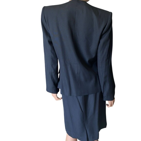 Vtg Albert Nipon Skirt Suit Womens S 6 Black White 90s Designer Blazer Timeless - Picture 5 of 16